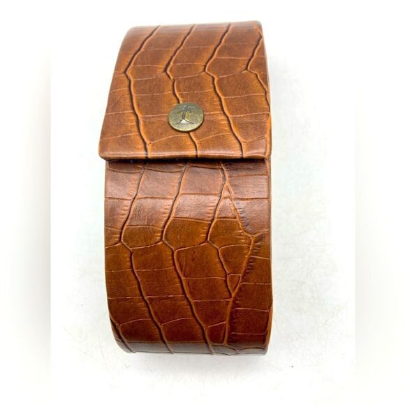 Tommy Bahama Brown Leather Animal Print Sunglasses Case - Picture 1 of 9